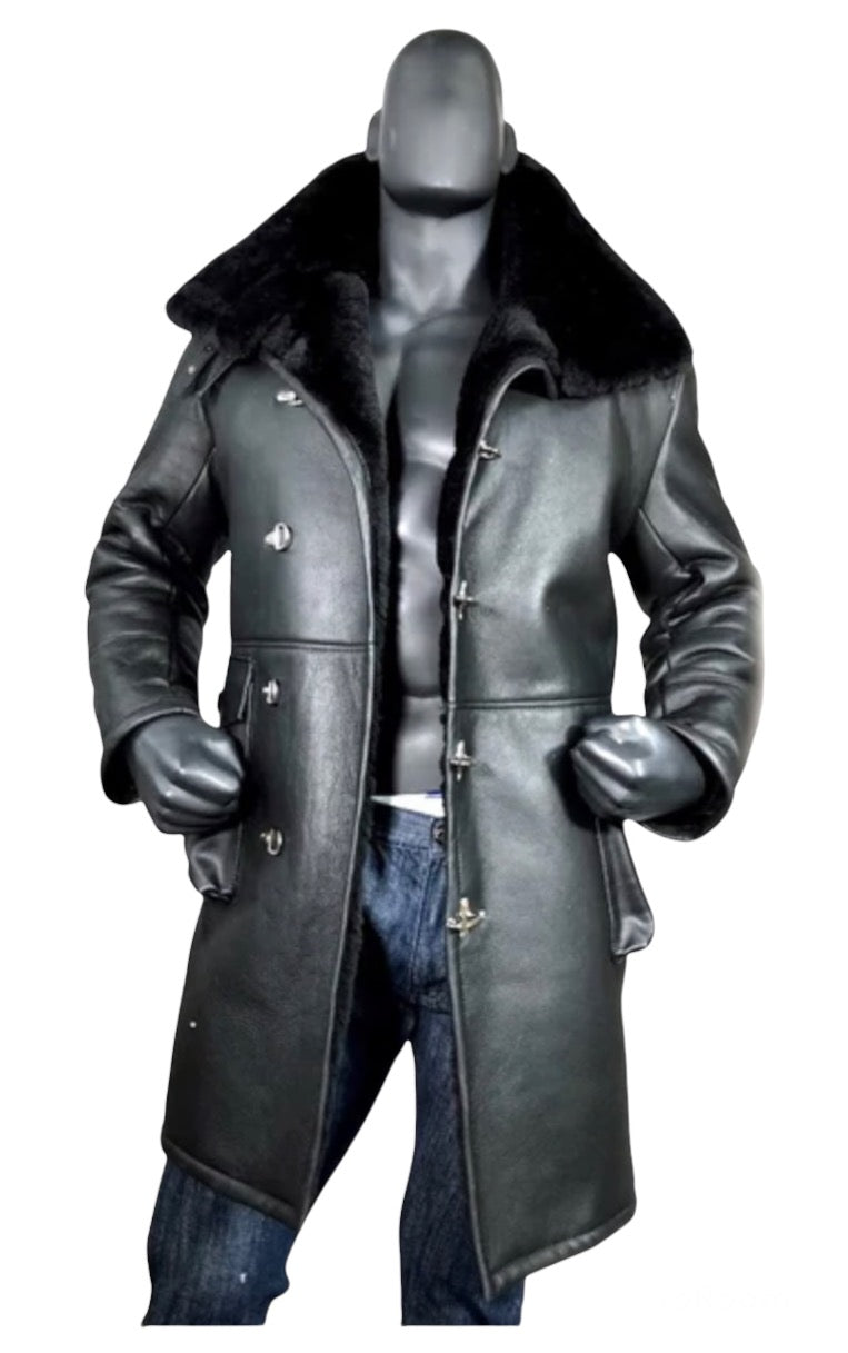 JAKEWOOD Winter Button-Up Sheepskin Trench Coat Style