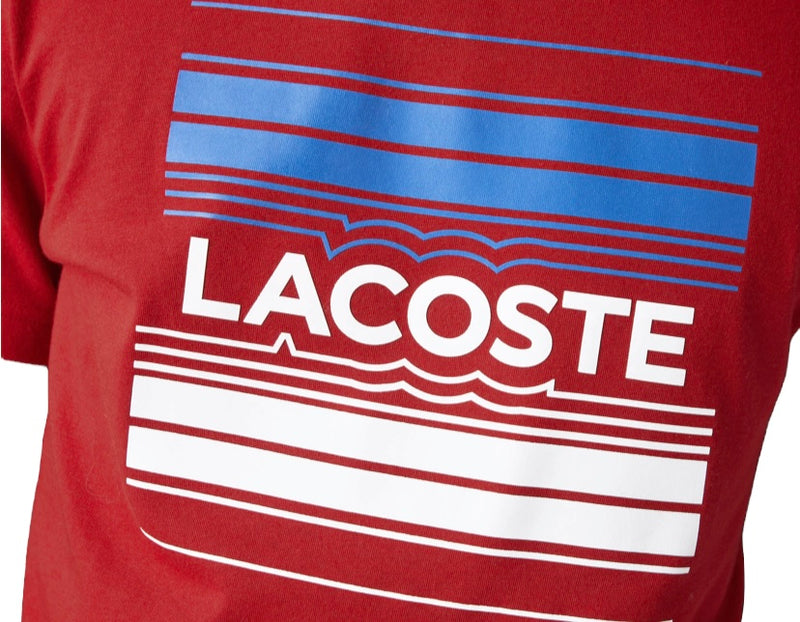 Men's Lacoste SPORT Stylized Logo Print Organic Cotton T-shirt (RED)