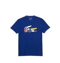 Men's Lacoste SPORT Patchwork Crocodile Print Cotton T-shirt (NAVY)