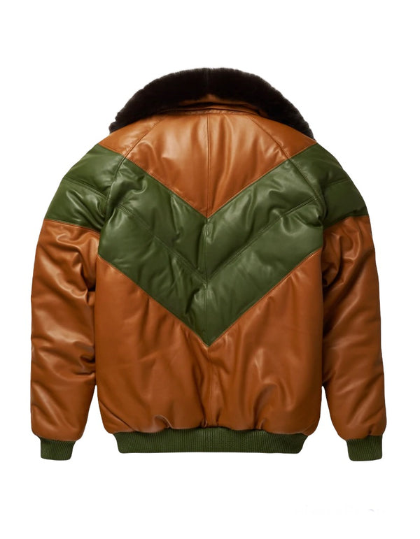GOOSE COUNTRY V-bomber jacket two tone (GREEN&BROWN)