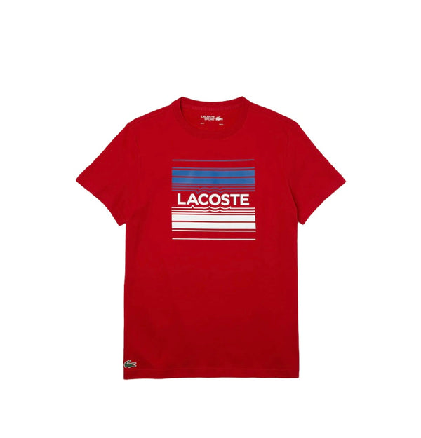 Men's Lacoste SPORT Stylized Logo Print Organic Cotton T-shirt (RED)